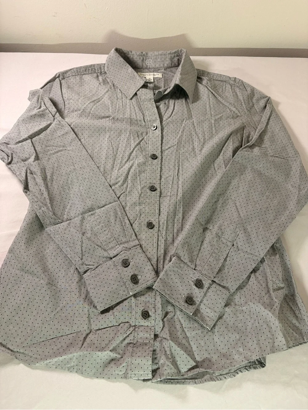 Banana Republic Gray Dot Casual Button-Down Shirt